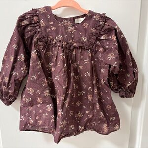 Jamie Kay Girls' Floral Ruffle Top - Plum